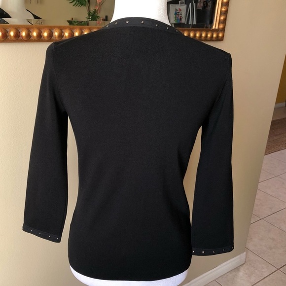 Sigrid Olsen Black Knit Studded Dress Top - Picture 5 of 7